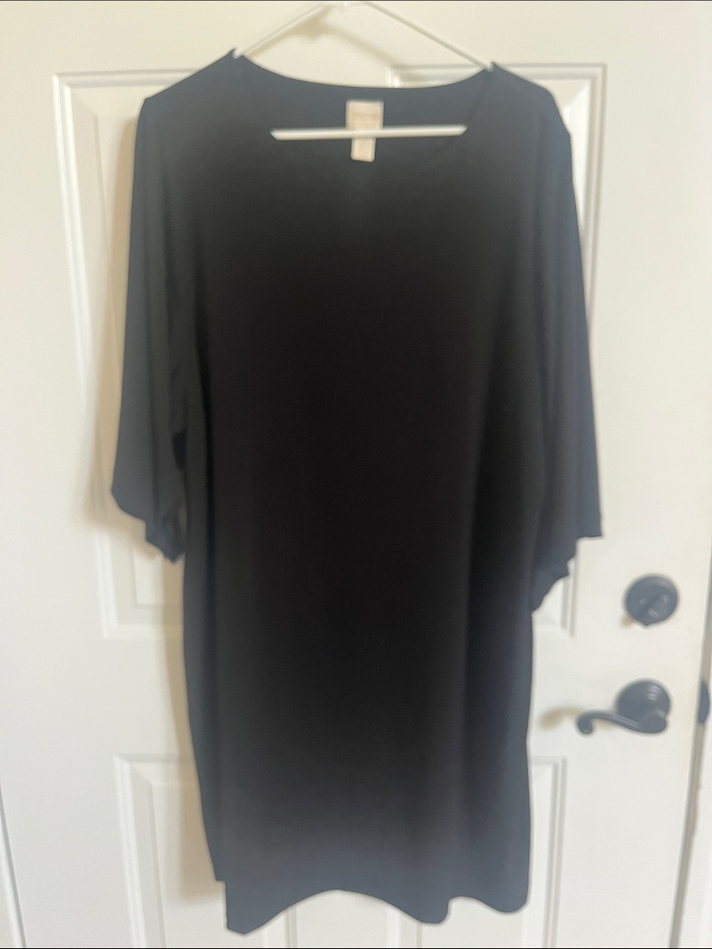 Chico's Black Midi Shift Dress with Elbow-Length Sleeves Fully Lined size 16 (3)